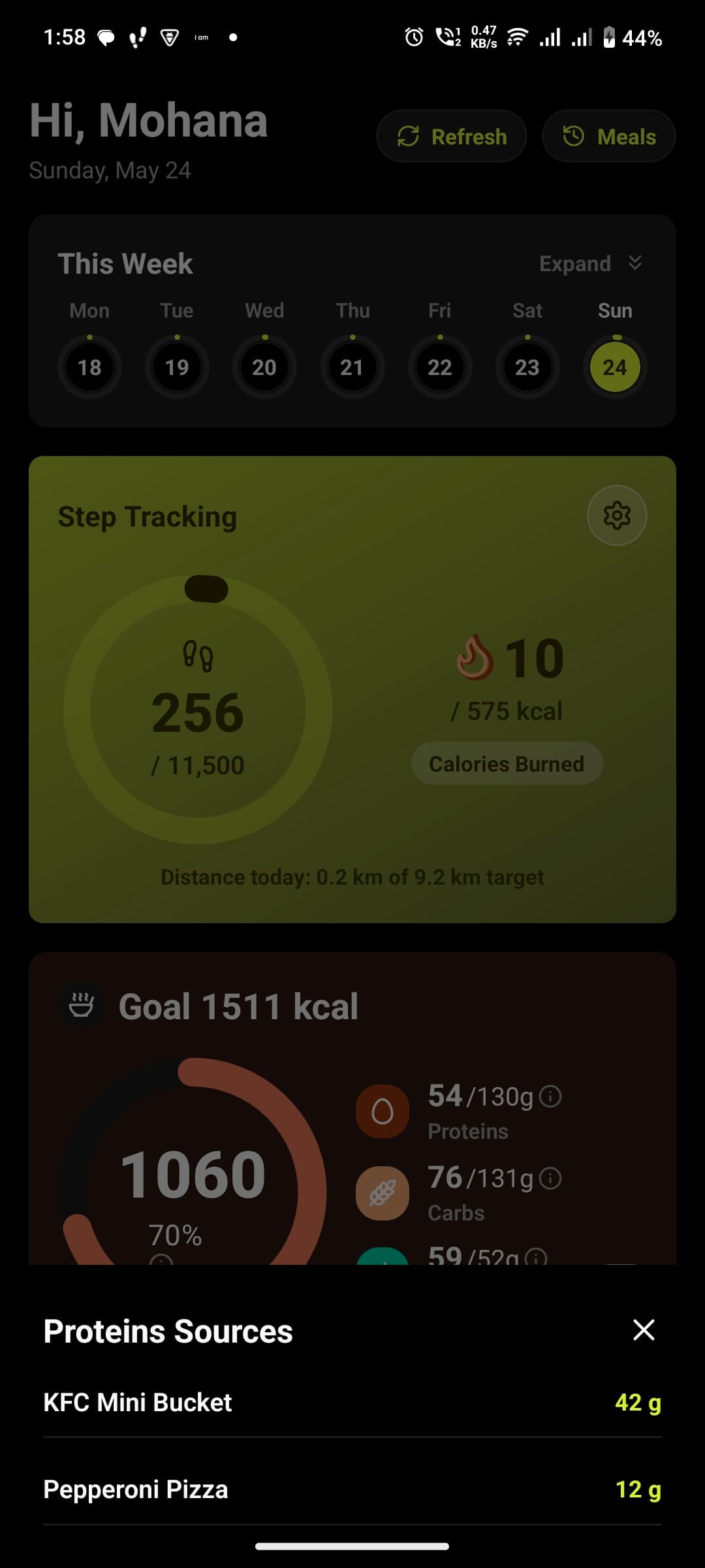 BunnyCal workout details screen